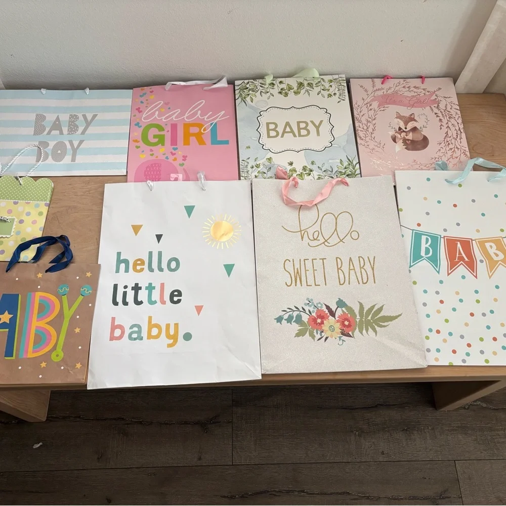 Assorted Baby Shower Gift Bags (13 total)